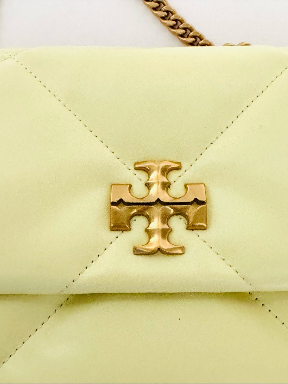 Tory Burch Small Kira Diamond Quilt Shoulder Bag Pale Yellow Frozen Zest NWOT - Picture 6 of 14